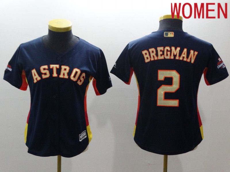 Women Houston Astros #2 Bregman Blue Gold word of champion Game MLB Jersey->women mlb jersey->Women Jersey
